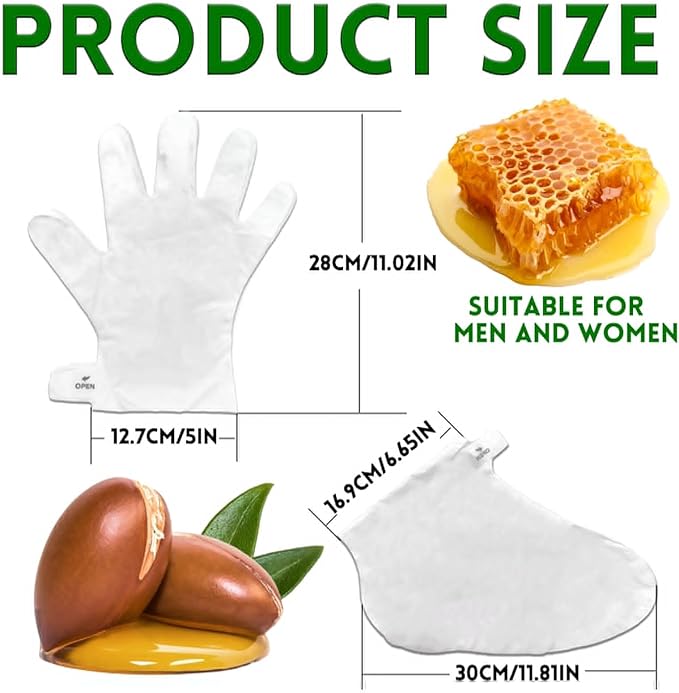 Elitzia Foot Mask Hand Mask Hydrating Honey Almond Gloves Argan Oil 10 Packs Multipack Socks Masks Moisturizing Repairing Nourishing Masks Spa Skin Care Women for Dry Rough Skin ETOHAF