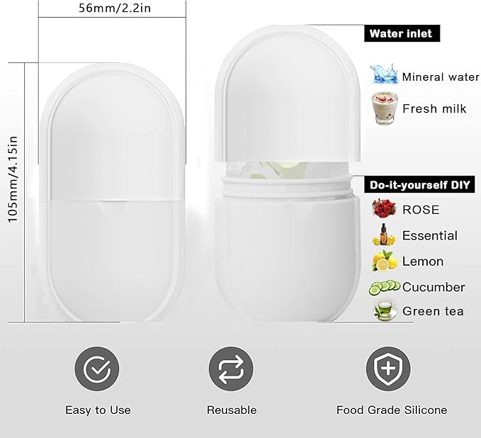 KOGITI Ice Roller & Mold for Face & Eye Puffiness Relief, Beauty Facial Ice Cube Holder (New-White)