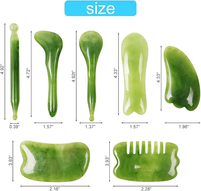 Gua Sha Facial Tool - 7PCS Gua Sha Scraping Massage Tool Facial Body Guasha Board Relief Anti-Aging Anti-Wrinkle Scraping Board Gua Sha Tools for SPA Acupuncture Therapy Trigger Point Treatment