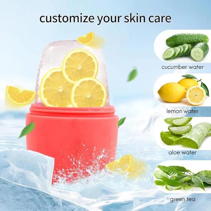 2Pack Ice Roller for Face, Qewro Silicone Facial Ice Mold to Brighten Skin Enhancing Natural Glow, Reusable Ice Roller for Face & Eye Puffiness Relief, Roller Skin Care Freezer