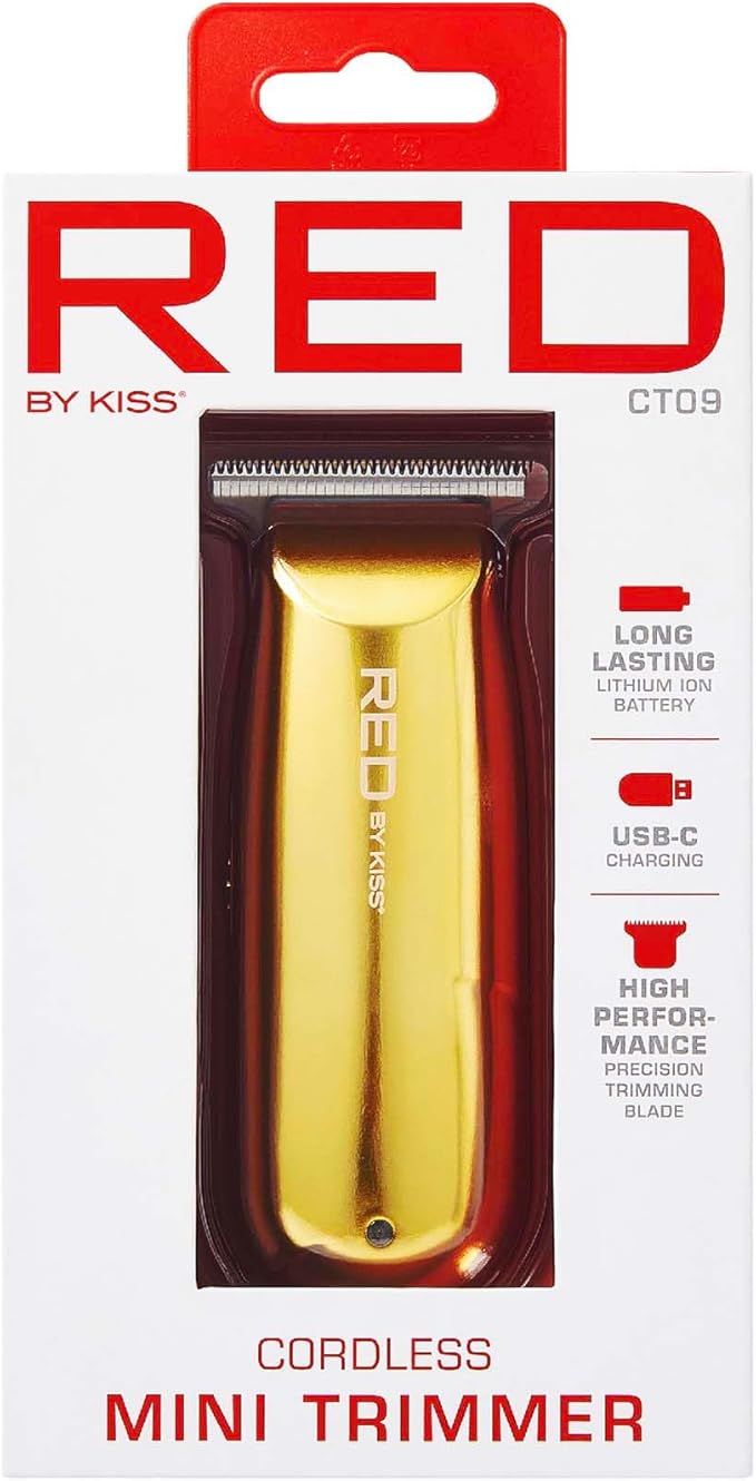 Red by Kiss Hair Clipper, Mini Cordless Hair Trimmer, Long Lasting Hair Cutting Kit, USB-C Rechargeable Haircut Beard Trimming Clippers for Men Women Kids, Portable Grooming Kit