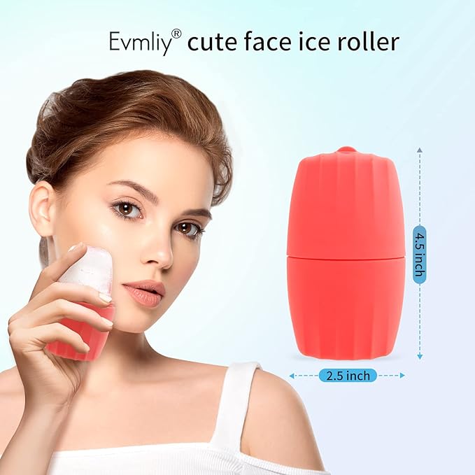 2Pack Ice Roller for Face, Qewro Silicone Facial Ice Mold to Brighten Skin Enhancing Natural Glow, Reusable Ice Roller for Face & Eye Puffiness Relief, Roller Skin Care Freezer