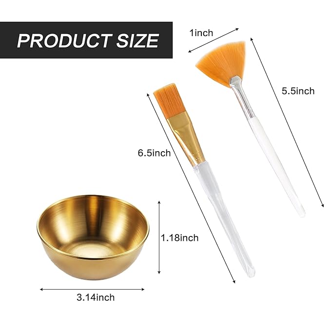 18 Pcs Esthetician Supplies for Facials Set,6 Gold Facial Bowls, 6 Facial Brushes,6 Flat Mask Brushes,Professional Spa-Grade Tools for Women,DIY Face Mask Mixing,Cosmetic & Skincare Application