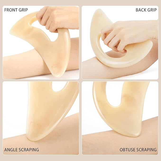 AICNLY Large gua sha Massage Tool, Lymphatic Drainage Massager,Muscle Scraping Massage Tools,Body Sculpting Anti Cellulite Tools for Man and Women (Bone)