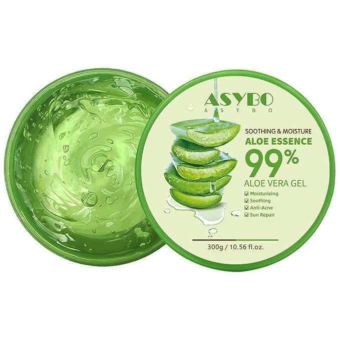 300 ML Natural Aloe Vera Gel -Organic Moisturizing Cream, Soothing and Hydrating, Sunburn and Scar Repair, Care for Face Body Hair