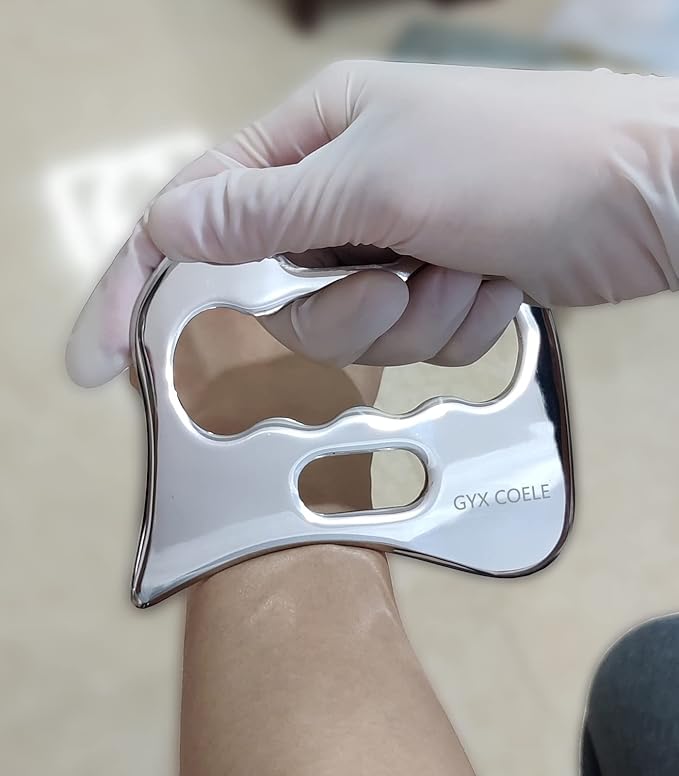 Stainless Steel Gua Sha Scraping Massage Tool Set - 6pcs IASTM Tool Set for Back, Neck, Arm, Leg, Shoulder & Whole Body Acupoints