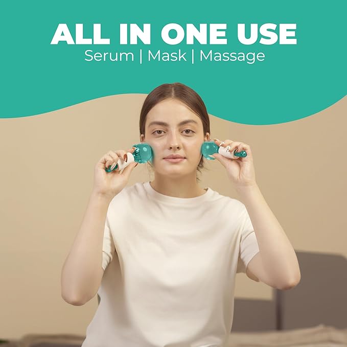 Ice Globes for Face 2Pcs – Enhancing Daily Beauty with Ice Globes for Facials, Skin Tightening & Anti-Aging – Perfect Facial Ice Globes for Puffiness & Wrinkles of Face, Neck & Eyes – Teal