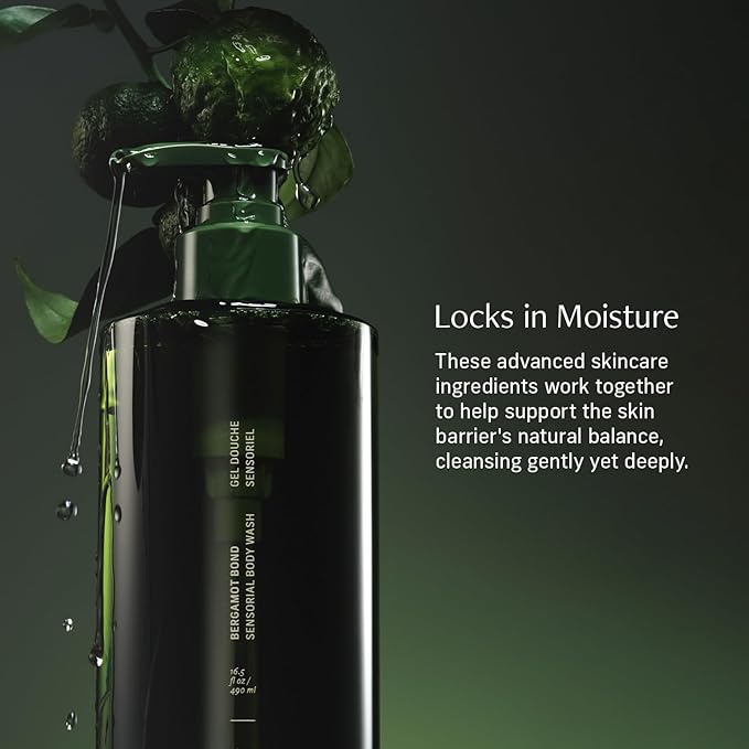 Sensorial Body Wash. Bergamot Bond Hydrating Cleanser with Moisture Locking Multi-Oil Complex, Sodium PCA and Glycerin. Nourishing Shower Gel for Women and Men, 16.5 Fl Oz Luxury Bodywash