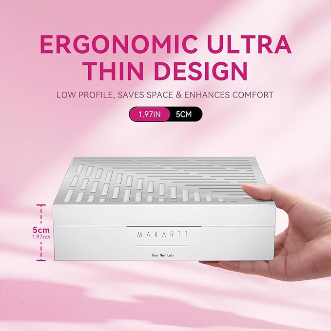 Makartt Rechargeable Nail Dust Collector - Machine Ultra Thin Nail Vacuum Dust Collector for Acrylic Nails Drills Portable SYMPHONEE Nail Dust Extractor with Reusable Filter White