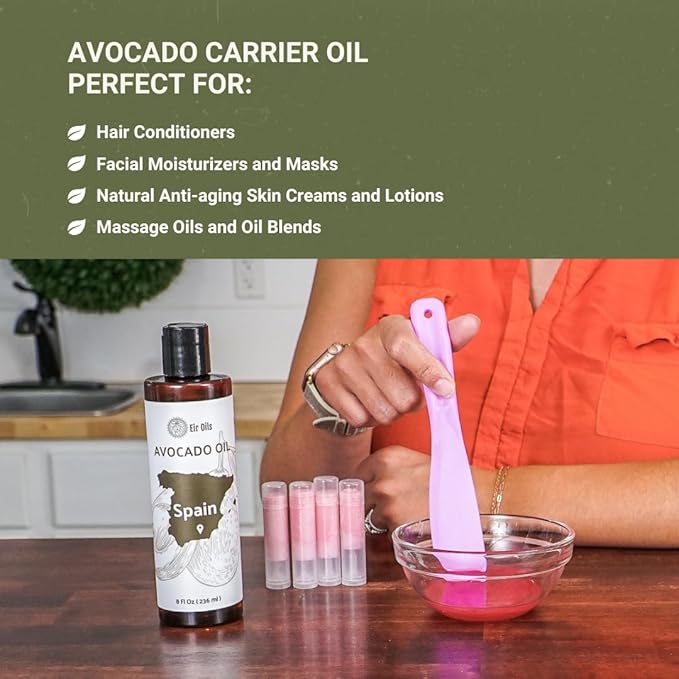 Avocado Oil - Direct from EIR Oils Farm in Spain - 100% Pure Carrier Oil for Hair, Face, and Skin - Hand-Picked, Cold-Pressed Carrier Oil - (16oz)