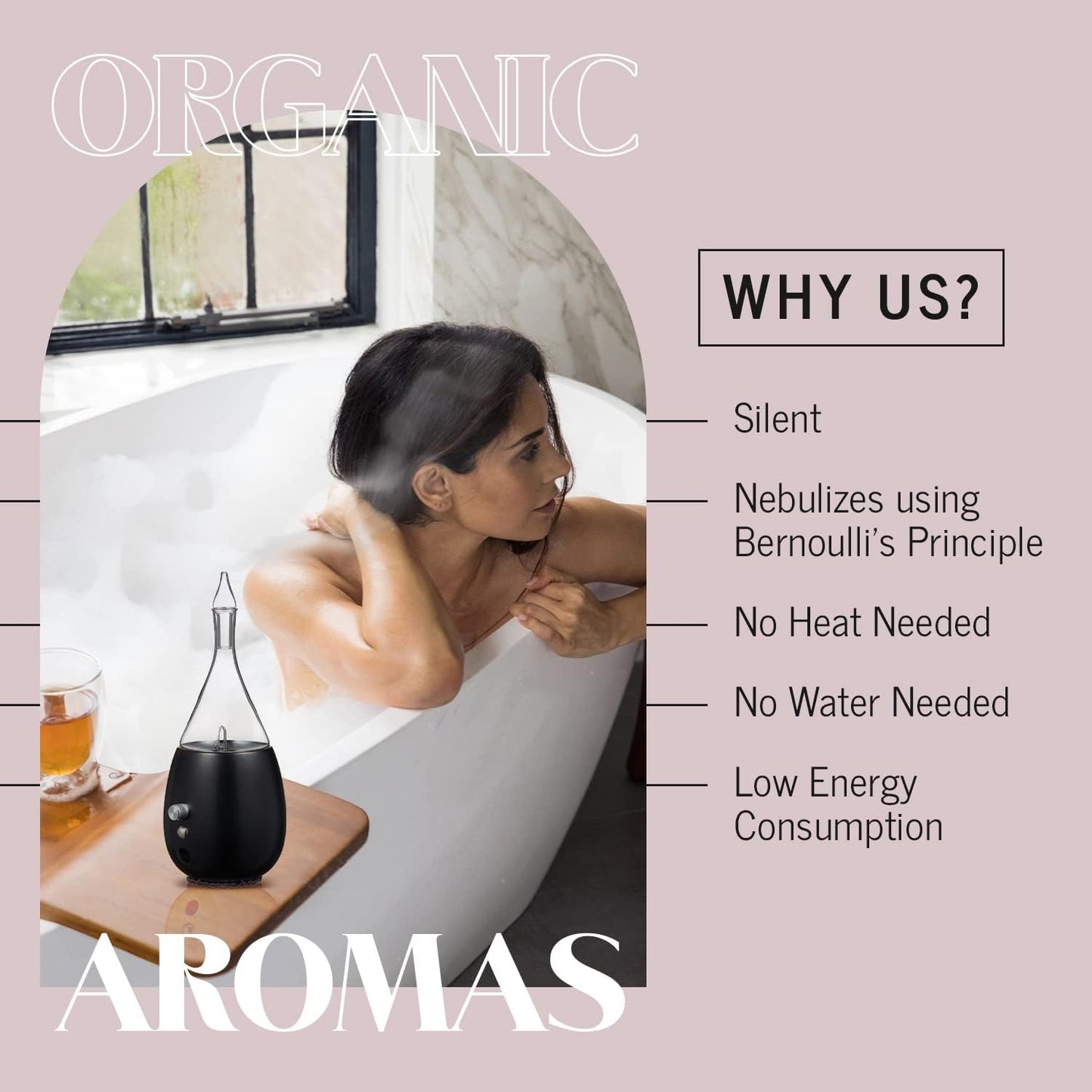 Raindrop 2.0 Nebulizing Diffuser for Essential Oil, Premium Home & Professional Use, No Water, No Heat, No Plastic - Black Raindrop by Organic Aromas