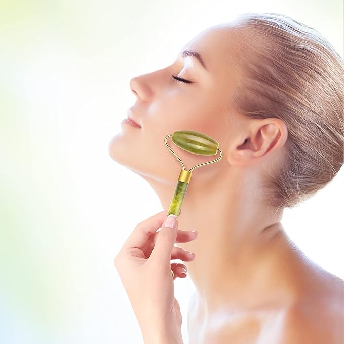 6 in 1 Ice Roller & Jade Roller and Gua Sha Set, Facial Massage Kits, Facial Roller Kit with Gua Sha Tool and Silicone Brush, Anti-Aging Jade Stone Massager for Face, Eyes, Neck Massage