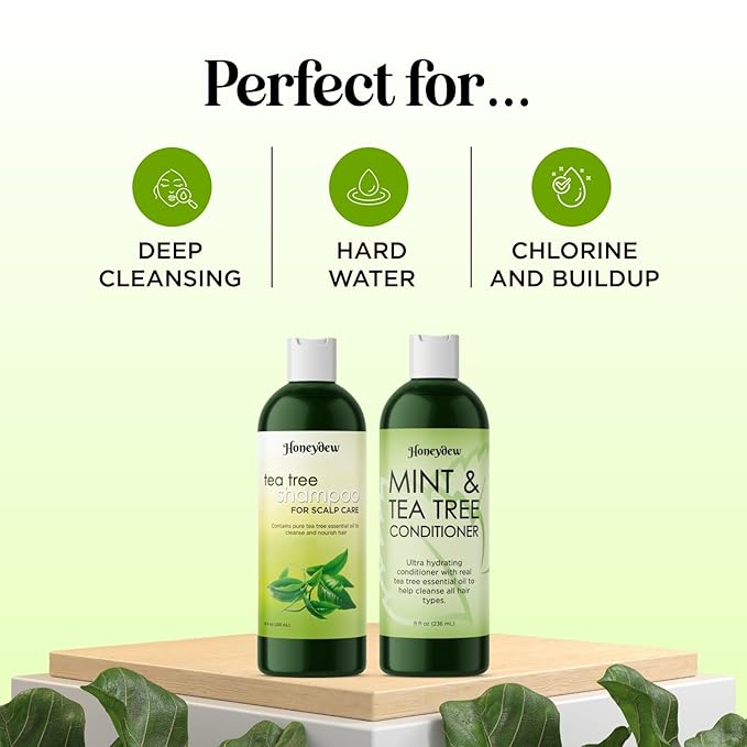 Cleansing Swimmers Shampoo and Conditioner Set - Sulfate Free Clarifying Chlorine Shampoo and Conditioner for Swimmers for Minerals Chlorine and Saltwater - Tea Tree Chelating Shampoo for Hard Water