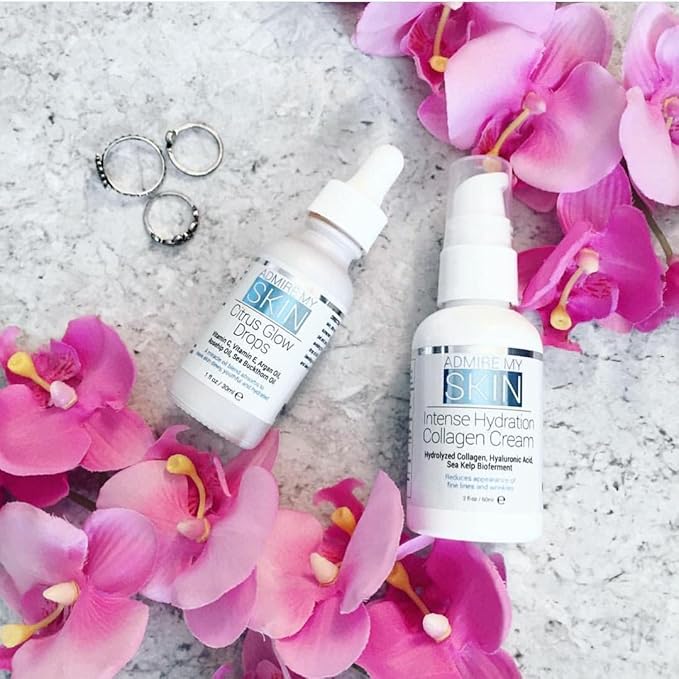 Admire My Skin Vitamin C Gua Sha Oil for Face - Organic Facial Oil for Glowing Skin with + Argan & Rosehip Oils - For a Dewy, Youthful Glow 1oz