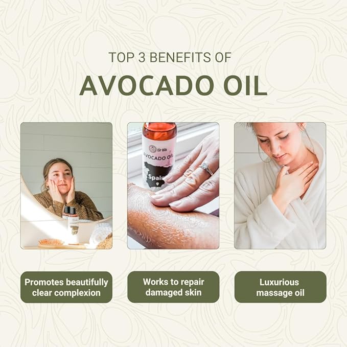 Avocado Oil - Direct from EIR Oils Farm in Spain - 100% Pure Carrier Oil for Hair, Face, and Skin - Hand-Picked, Cold-Pressed Carrier Oil - (16oz)