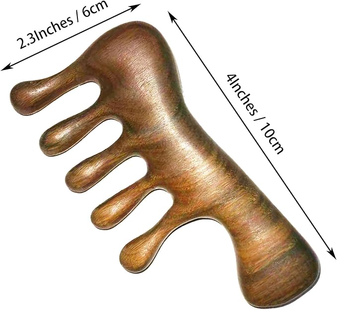 Wood Gua Sha Massage Tools Set,Scraping Scalp Massage Comb,Natural Wooden Gua Sha Tool,Scraping Tool. (Handle Wooden Comb)