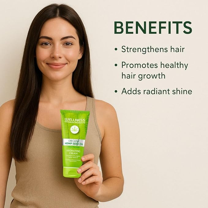 Wellness Premium Products Intensive Hydrating Cream | Hemp-Infused Hair Styler & Moisturizer for All Hair Types | Tames Frizz, Adds Shine & Strength | Vegan & Paraben-Free, 180ml