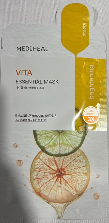 Mediheal Best Korean Sheet Mask - Vita Essential Face Mask 4 Sheets Vitamin Mask For All skin types Smoothing Tightening Toning up Brightening