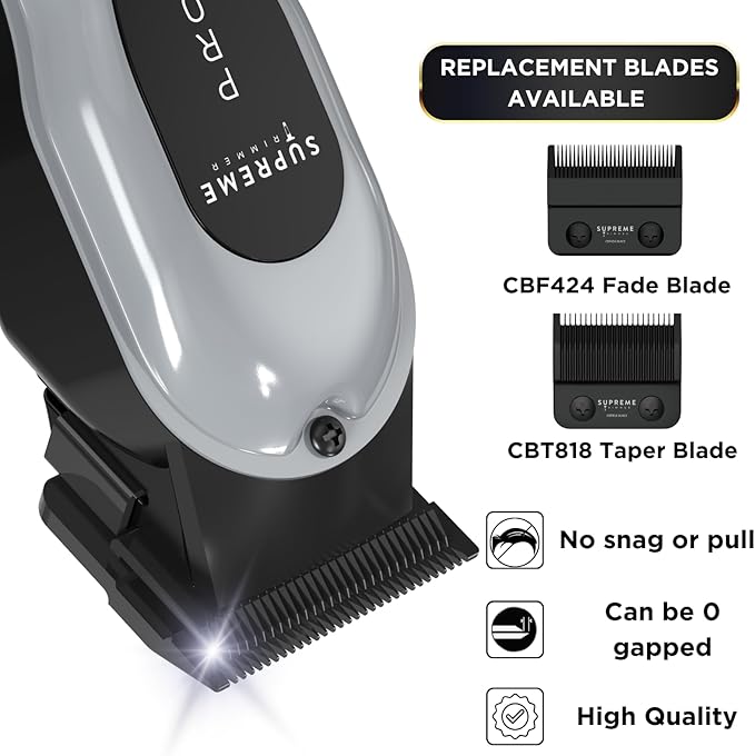 Supreme Trimmer Pro Clipper Lite | 210 Min Run Time Professional Hair Cutting Tool Set + Hair Comb, Scissors & Fade Blade | STC5000