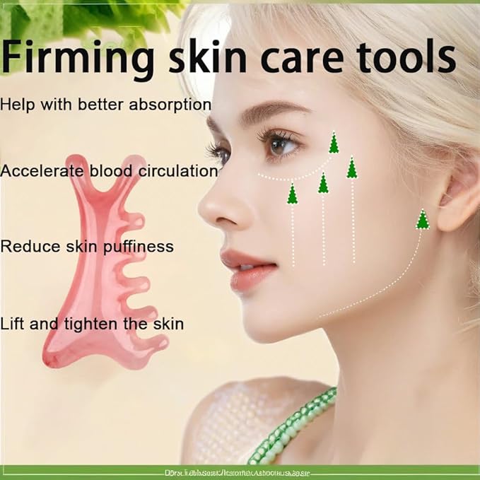 XQBX 4-in-1 Facial Gua Sha Tool – V-Lift Contour Sculptor for Defined Jawline & Cheekbones | Anti-Aging Face & Body Massager | Handcrafted Skincare Tool
