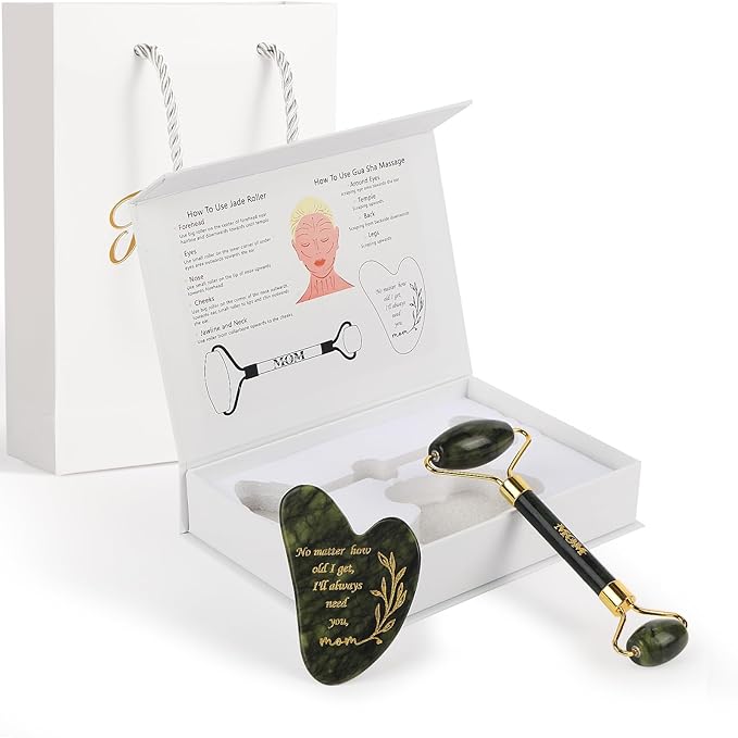 Gua Sha and Face Roller Set, Gifts for Mom From Son and Daughter, Face Massager Tool,Mother's Day Gifts, Thanksgiving Gifts for Mom
