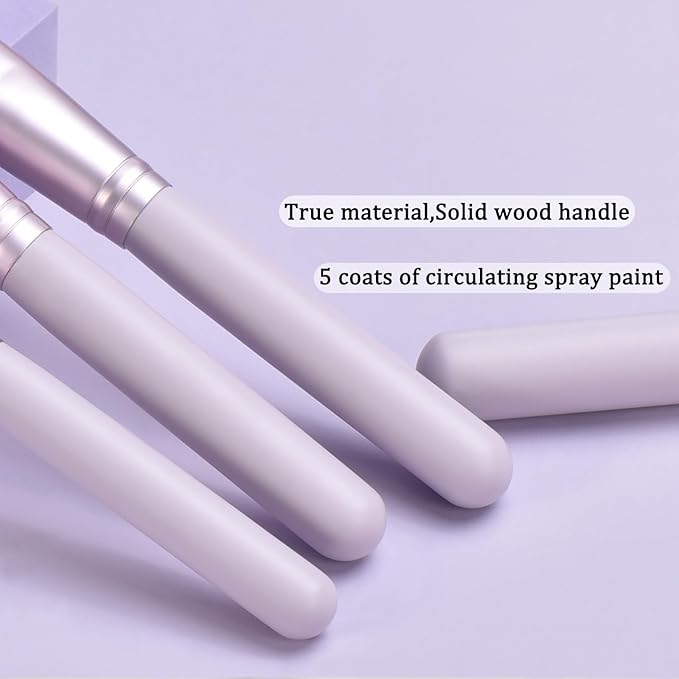 10 Piece Purple Makeup Brushes - Wooden Handle with Soft Synthetic Bristles,for Face & Eye Makeup|Professional Makeup Brushes set for Women & Girls|