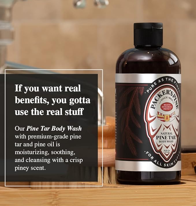 Packer's Pine Tar Body Wash | Soothing Mens Shower Gel For Psoriasis Relief | Made With Natural Pine Tar and Pine Oils | Paraben & Sulfate-Free, 16 fl oz