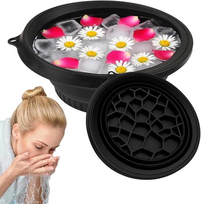 Face Bowl for Ice with Built-In Ice Tray, Silicone Facial Ice Bath Bowl for Shrinking Pores, Ice Face Bowl for Boosting Circulation for Men & Women, Skin Tightening, Easy Storage and Carrying