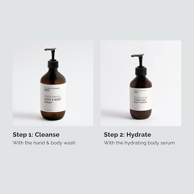 Nordisk Element Men Body Wash with Nourishing, Natural Ingredients | Gently Cleanses & Hydrates the skin | Paraben and Phthalate Free | Ginger & Cardamom |16.5 Fl Oz