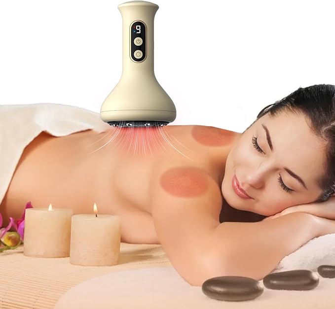 2 in 1 Handheld Gua Sha & Cupping Massager - 9 Modes Electric Vacuum Suction for Muscle Recovery, Body Sculpting Massage, Cordless Rechargeable for Back, Legs, Arms