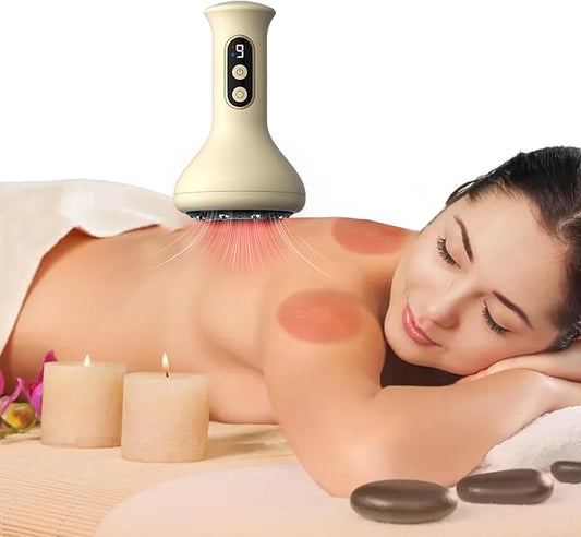 2 in 1 Handheld Gua Sha & Cupping Massager - 9 Modes Electric Vacuum Suction for Muscle Recovery, Body Sculpting Massage, Cordless Rechargeable for Back, Legs, Arms