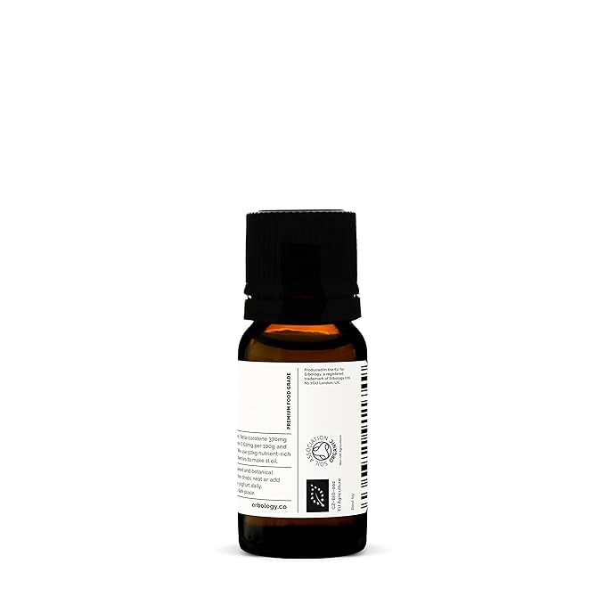 100% Organic Sea Buckthorn Oil 10ml - Cold-Pressed 50:1 - Premium Quality - Rich in Omega-7 and Beta-Carotene - Straight from Farm - Non-GMO - No Additives or Preservatives - Recyclable Glass Bottle