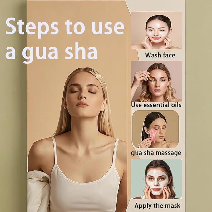 XQBX 4-in-1 Facial Gua Sha Tool – V-Lift Contour Sculptor for Defined Jawline & Cheekbones | Anti-Aging Face & Body Massager | Handcrafted Skincare Tool