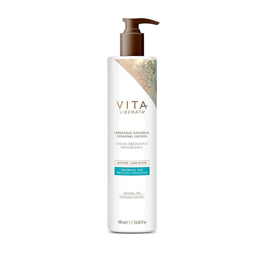 VITA LIBERATA Fabulous Gradual Tanning Lotion - Buildable Formula, Sun-Kissed Tan, Untinted For Minimal Transfer, Lasting Finish, Formulated with Hyaluronic Acid, 13.52 lf.oz