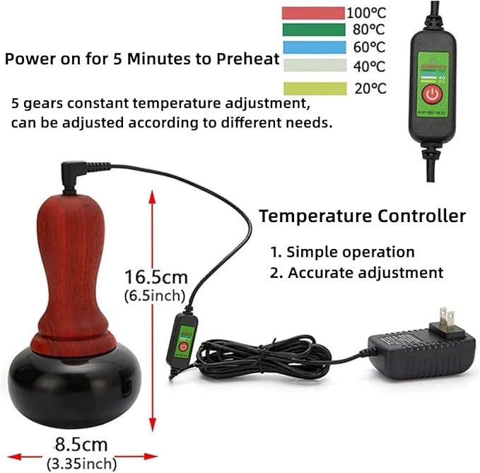 Hot Stones for Massage, Electric Body Massager with Temperature Control, Natural Bian Stone Gua Sha Scraping Massager for Home SPA Relaxation Treatment Pain Relief