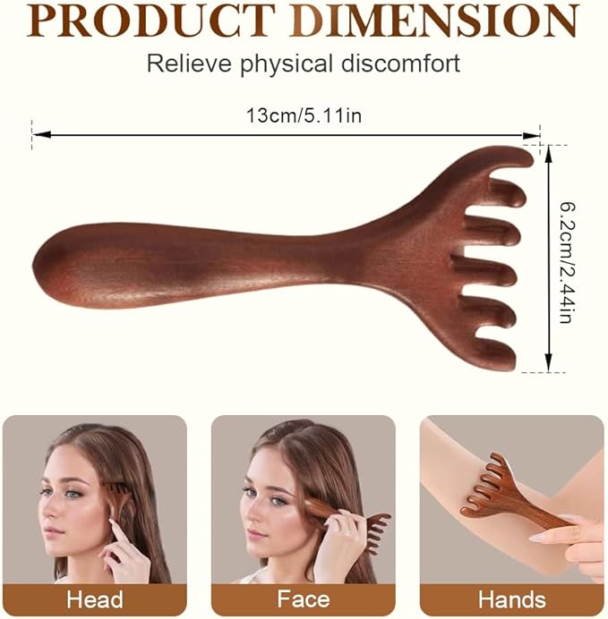 Six-Claw Meridian Massage Comb, 2025 Upgrade Manual Hair Scalp Massagers, Versatile Gua Sha Scraping Massage Tool Portable Meridians Massage Brush, Whole Body Relaxation Massage Comb (B)