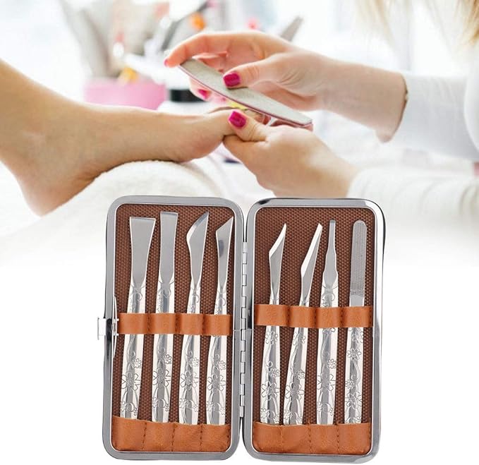Watris Veiyi 8PCS Foot Shaver Pedicure Tool, Pedicure Knives Set, Stainless Steel Dead Skin Removal Kit, Foot File Callus Nail for Women Men Care Feet