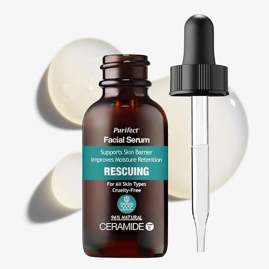 Made in USA Natural PURIFECT Facial Serums - 30 ml - Ceramide - Repair Dryness - Good for Dryness, Itching, and Inflammatory Skin - Fast Absorbing + Non Greased Formula