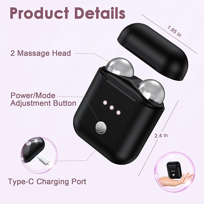 Microcurrent Facial Device, Mini Microcurrent Face Lift Device for Face Lifting and Facial Sculpting, Portable Facial Roller Massager Tool for Man and Woman, Black