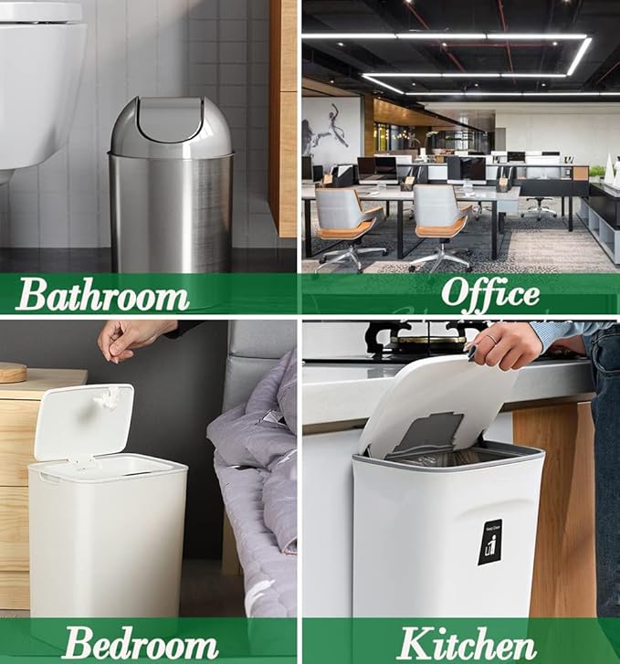 Hommaly 2 Gallon (1.8-2 Gal)120 pcs Small Clear Trash Bags, Strong 1.8 Gallon Garbage Bags, Bathroom Trash Can Bin Liners Unscented, Mini Plastic Bags for Office, Waste Basket Liner,Fit 6,7,8 Liters