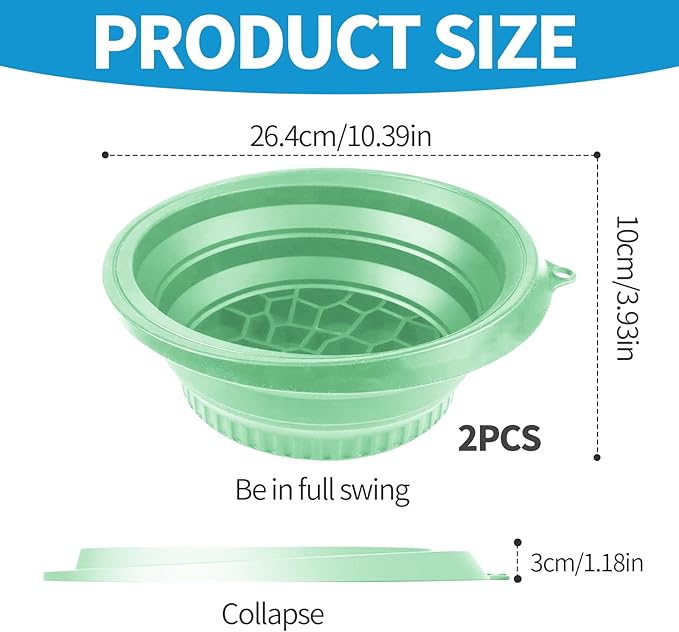 2PCS Large Bowl for Face Ice Bath Foldable Bowl with Built-in Ice Tray Collapsible Silicone Sink for Dipping Face Bath Portable Spa Tool for Home & Travel Reducing Puffiness (Green)