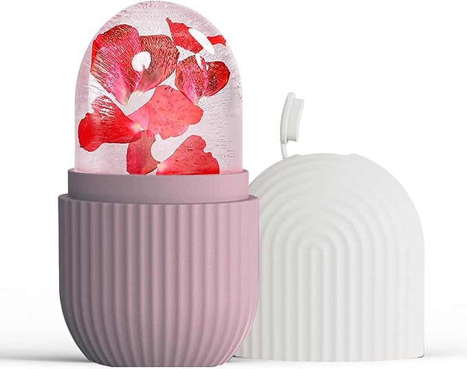 XHJRI Ice Face Roller Massager,Ice Cube Roller for Face, Eyes and Neck Naturally Conditioning and Skin Care,De-Puff Eye Bags,Reduce Migraine Pain,Reusable Massage Silicone Ice Mold (Brown)