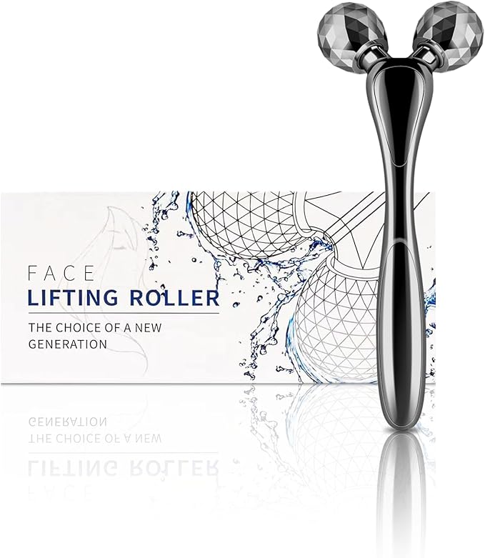3D Facial Massager Rollers Lifting Massager, Skin Care Face Body Massager Firming Tools for Body Relaxation Massage, Kneading, Body Slimming and V-Shaped Face Lift, Anti-Wrinkle (Gunmetal)