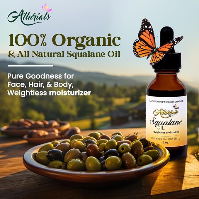 100% Organic & All Natural Plant-Based Squalane Oil for Face, Hair, & Body, Cold Pressed and Unrefined Premium Grade Multipurpose Facial Oil for Moisturize, Smooth, and Soften Skin - 1 Oz