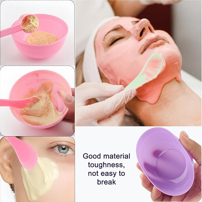 37 Pcs Face Mask Mixing Bowl Set, 5 Plastic Mask Bowl 5 Facial Headbands, 10 compressed facial sponges 5 Facial Mask Fan Brushes10 facial spatula and 2 Measuring Cups, Esthetician Supplies Tool Kit