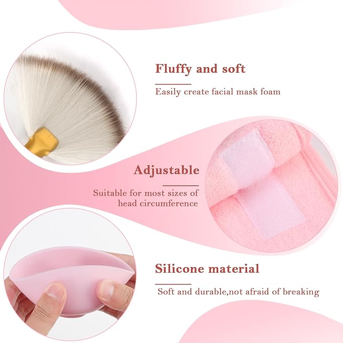 37 PCS Fluffy Fan Brushes for Facials Esthetician Supplies for Facials Set 4 Fluffy Brushes 10 Face Mask Applicator 4 Silicone Facial Bowls 4 Spa Headbands 15 Compressed Facial Sponges