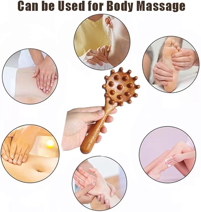 Wooden Trigger Point Massage Tool,Sandalwood Comb Head Massager,Gua Sha Comb Tool for Headache,Back,Neck,Shoulder Relaxation