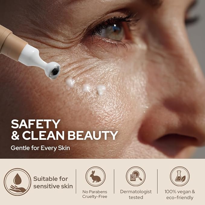 Youth 1700 Caffeine Eye Cream, Under Eye Brightener & Anti-Aging with Peptides, Hyaluronic Acid, Niacinamide, Bakuchiol, Vietnamese Ginseng for Dark Circles, Puffiness, Wrinkles and Hydrating Skin