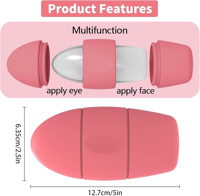 Ice Roller for Face and Eye Massager for Face, Eyes and Neck Naturally Conditioning and Skin Care,De-Puff Eye Bags,Reduce Migraine Pain,Reusable Massage Silicone Ice Mold (Red)
