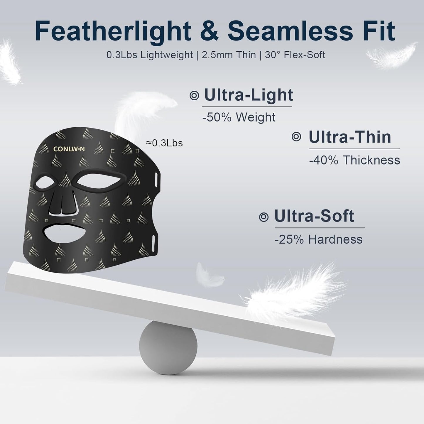 Red Light Therapy Mask for Face, 8 Modes Ultra Lightweight Red Light Mask with 850nm Near Infrared, 2000mAh Rechargeable Portable LED Face Mask Light Therapy with Timer for Anti-Aging at Home